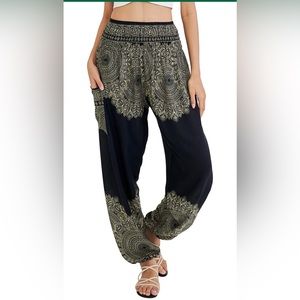 Joob Joob Flowy Boho Pants - Loose Yoga Hippie Joggers - Size L/XL